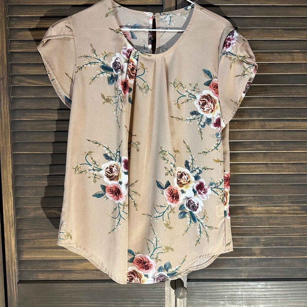 Amazon Tan Floral Women's Blouse